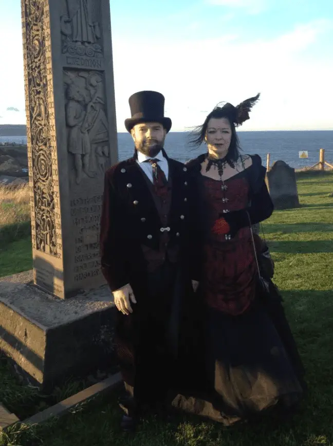 One of the hundreds of handsome couples strolling at Whitby's Goth weekend