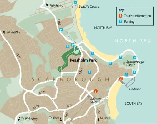 Peasholm Park Scarborough YO12 7TR location poster map