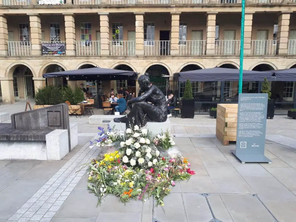 Anne Lister's Statue at the Piece Hall Halifax
With flowers to celebrate her birthday, 3 April