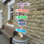 Ribblehead Station Inn signpost distances to various summits