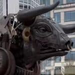 Brummie Bull the mechanical bull in Birmingham, originally made for the 2022 Commonwealth Games